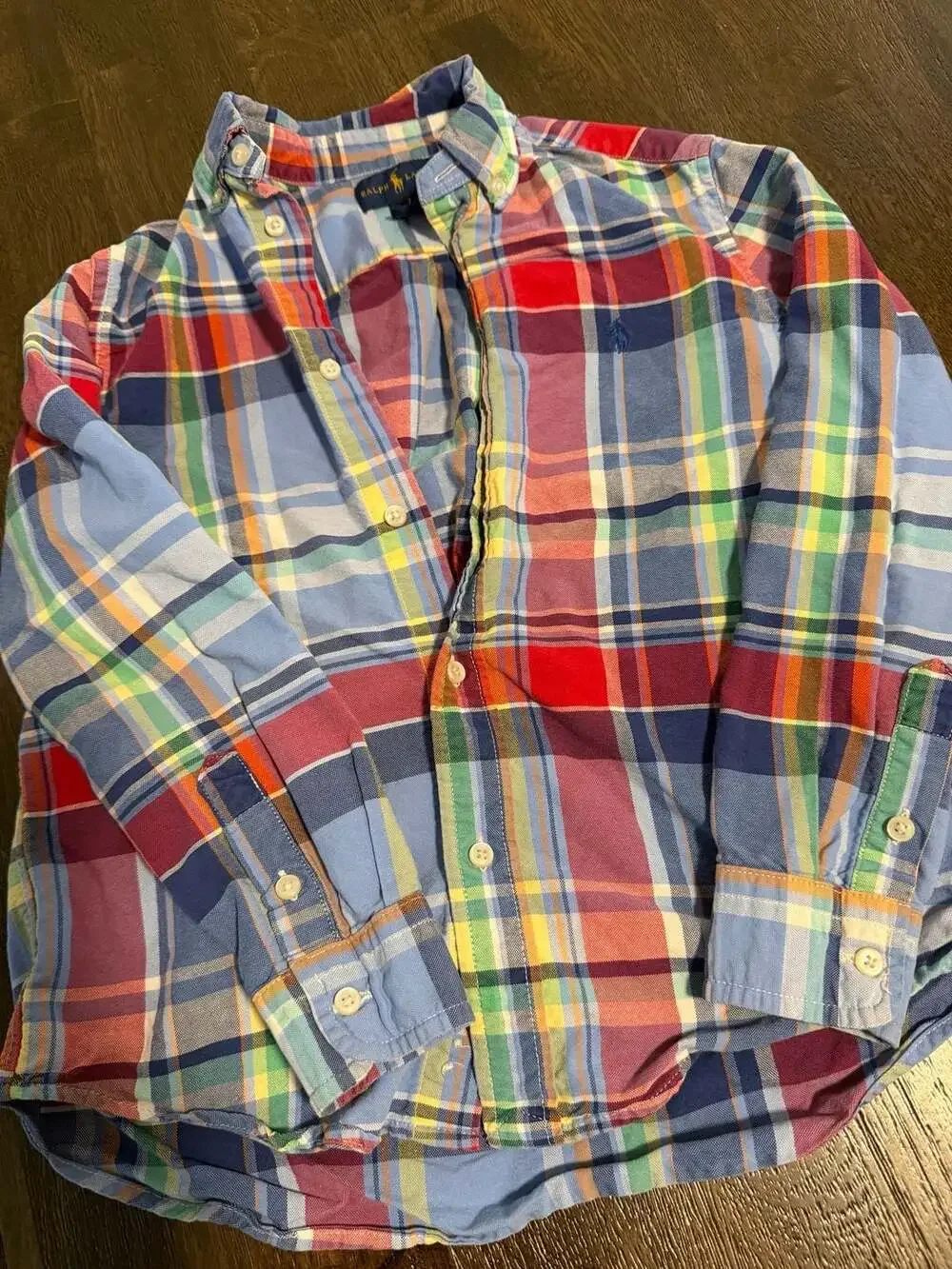 Ralph Lauren Boys Multicolor Plaid Long Sleeve Button-Down Shirt Size 7